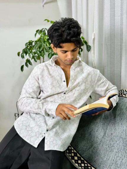 Men's Pink Floral Printed Cotton Shirt